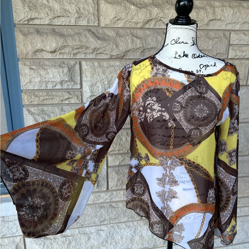 Semisheer bell sleeve designer inspired blouse